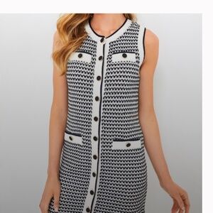 Pomander Place Navy Stripe Bardot Dress